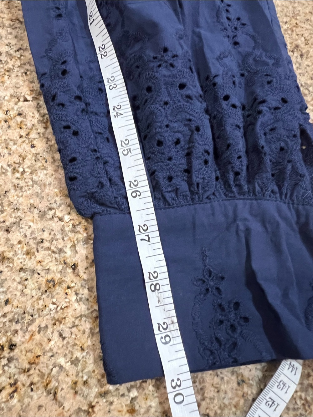 COMMENSE Eyelet Embroidered Cotton Halter Top & Tie-Cuff Pants Set Navy Sm NWT - Picture 13 of 15